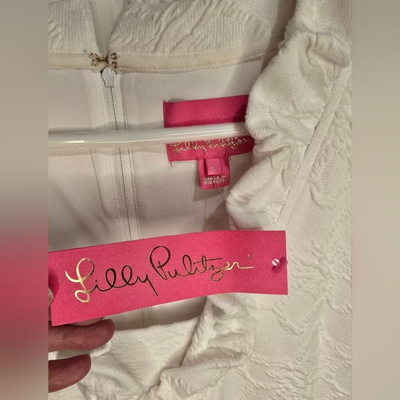 Lily Pulitzer Resort White Tisbury Knit Pucker Jacquard Shift Dress - Picture 7 of 13